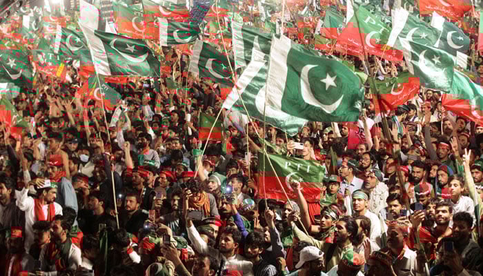 Ousted Pakistani Prime Minister Imran Khan gestures as he addresses supporters during a rally, in Lahore, Pakistan April 21, 2022. — Reuters