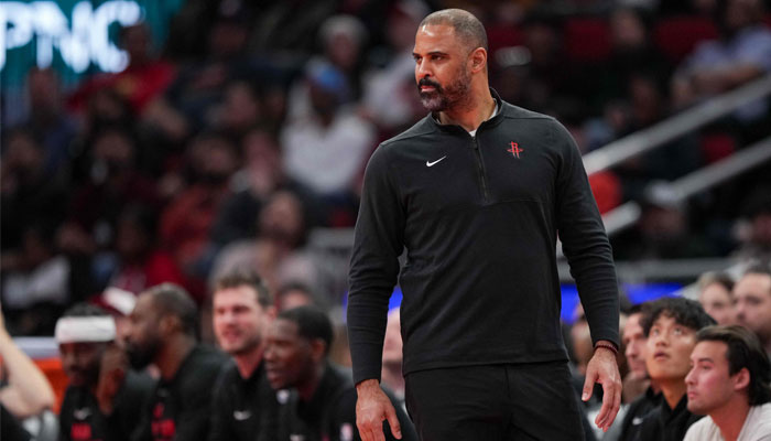 Then-Houston Rockets head coach Ime Udoka looks on during an NBA In-Season Tournament game against the Denver Nuggets at Toyota Center on November 24, 2023, in Houston, Texas. — AFP