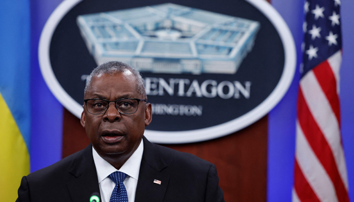 US Secretary of Defense Lloyd Austin speaks during a virtual Ukraine Defense Contact Group (UDCG) meeting at the Pentagon on November 22, 2023 in Arlington, Virginia. — AFP