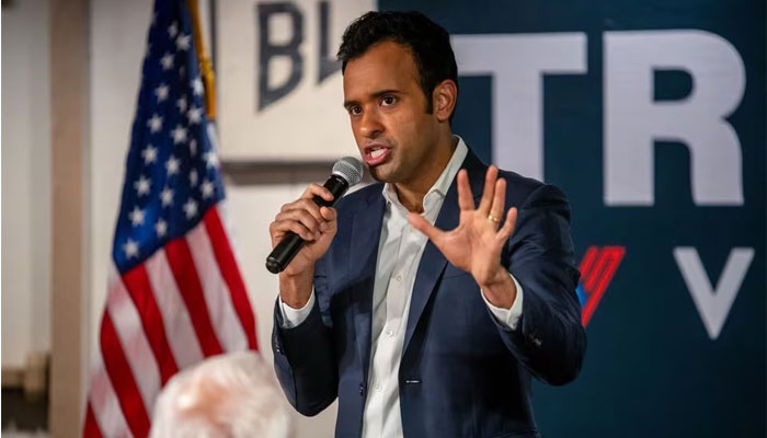 Republican presidential candidate and businessman Vivek Ramaswamy makes a campaign visit to Machine Shed Restaurant before the Iowa caucus vote in Urbandale, Iowa, US January 15, 2024. — Reuters