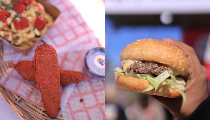 This combination of images shows Peri bites from Picnic and beef burger. — Reporter