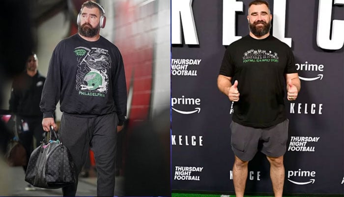 A collage of Philadelphia Eagles player Jason Kelce.—X@PhiladelphiaEagles