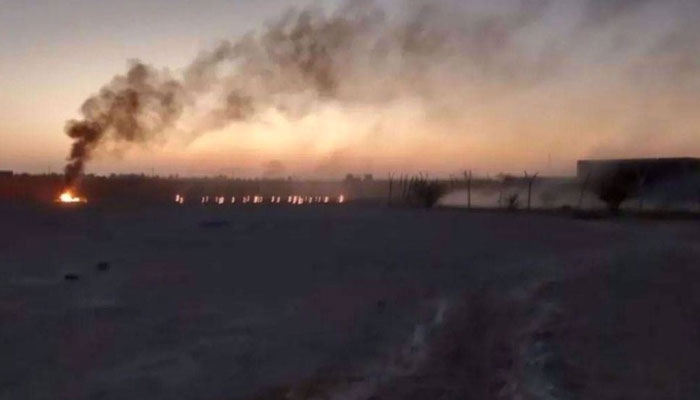 Video grab shared by Iranian state media showing smoke billowing following several explosions in Iran’s southeastern province of Siestan-o-Baluchistan province on January 18, 2024. — Press TV