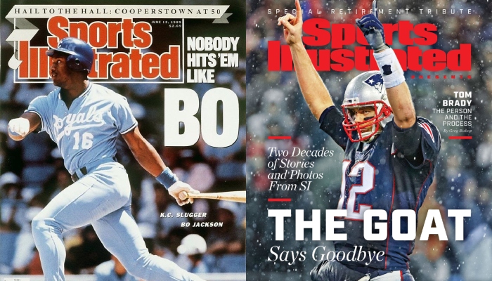 This combination of images shows two different issues of the Sports Illustrated. — X/@royalsreview, @_MLFootball