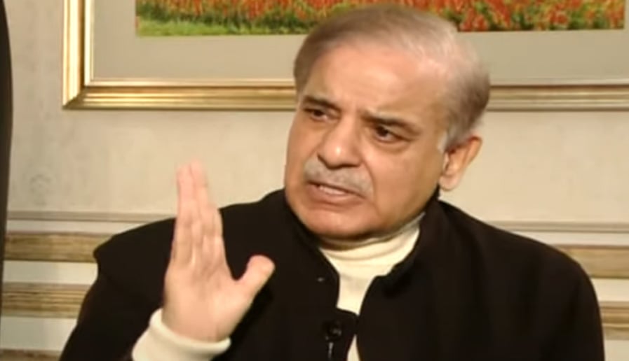 PML-N President Shehbaz Sharif during an interview with Geo News programme Jirga with Saleem Safi on January 20, 2024, in this photo taken from video. — Geo News