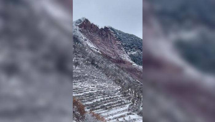 A view of a landslide in Liangshui Village, Zhaotong City, Yunnan province, China in this screen grab from a social media video released January 22, 2024. — Reuters