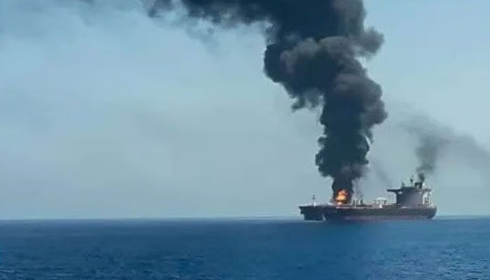 Oil Tanker Mercer Street was attacked off the coast of Oman. — Y Net News