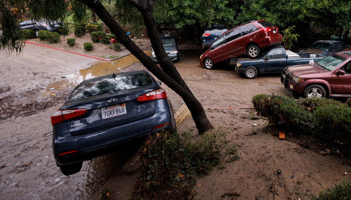 Damage is shown after a heavy rain storm caused a small river to overflow into a neighbourhood in San Diego, California, US January 22, 2024. — Reuters