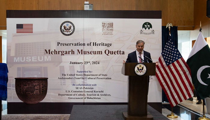 US Ambassador to Pakistan Donald Blome addresses an event on January 23, 2024. —US Consulate Karachi