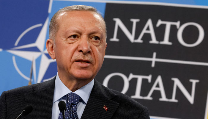 Turkish President Recep Tayyip Erdogan speaks at a press conference during a NATO summit in Madrid, Spain June 30, 2022. — Reuters