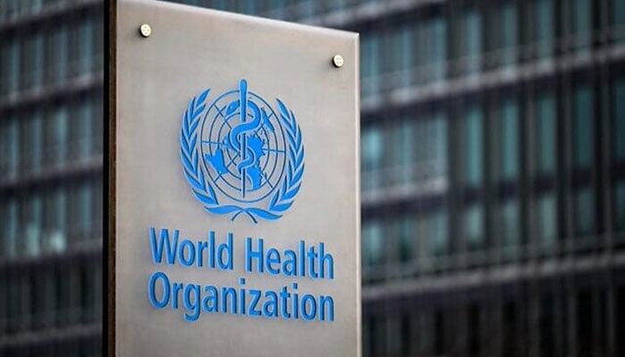 This photograph taken on December 7, 2021, shows a sign of the World Health Organization (WHO) at its headquarters in Geneva. — AFP