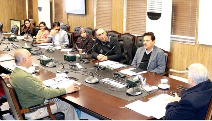 The 4th meeting of the National Economic Council (NEC) Sub Committee on Sustainable Development Goals (SDGs), presided by caretaker Federal Minister for Planning Development and Special Initiatives Muhammad Sami Saeed, was held in Islamabad on January 4, 2024. —NNI