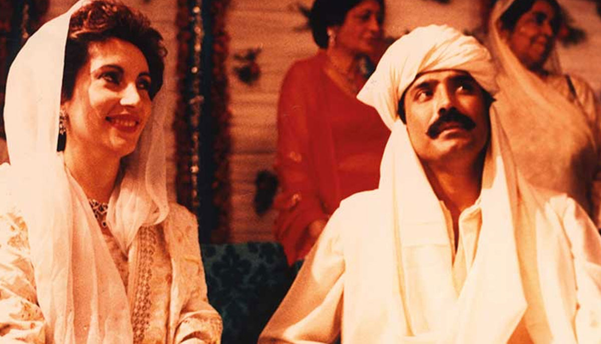 Benazir Bhutto and Asif Ali Zardari during their wedding in Karachi, Pakistan. — Gulf News Archive