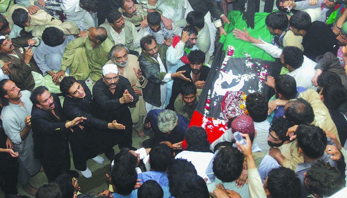 THE burial of Benazir Bhutto at Garhi Khuda Bakhsh was an emotionally draining moment not just for the PPP supporters but for people across the land. It triggered the sympathy wave which produced tangible results in the elections that were held not much later. — AFP