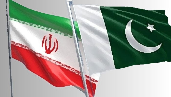 An illustration of the flags of Iran (left) and Pakistan. — Geo.tv