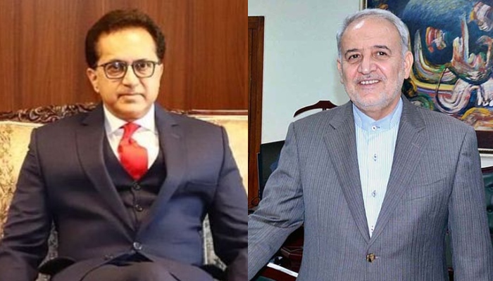 Pakistans Ambassador to Iran Muhammad Muddasir Tipu (left) and Irans Ambassador to Pakistan Reza Amiri Moghadam. — Instagram/pakiniran1/APP/File