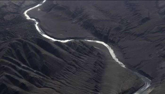 This photograph is of an ariel view of the Indus river flowing through Ladakh, Jammu and Kashmir. — AFP/File