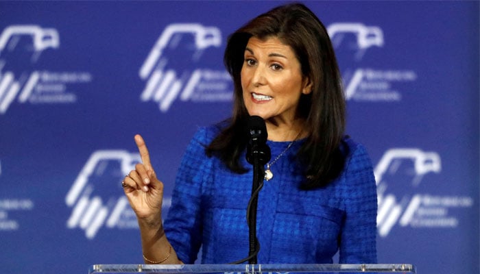 Republican US presidential candidate Nikki Haley, former governor of South Carolina and former US ambassador to the UN speaks during the Republican Jewish Coalition Annual Leadership Summit in Las Vegas, Nevada, US October 28, 2023. — Reuters