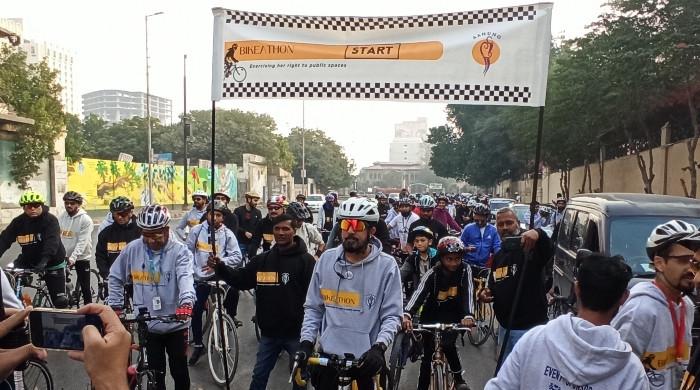 Bikeathon held in Karachi to raise awareness about women's harassment 