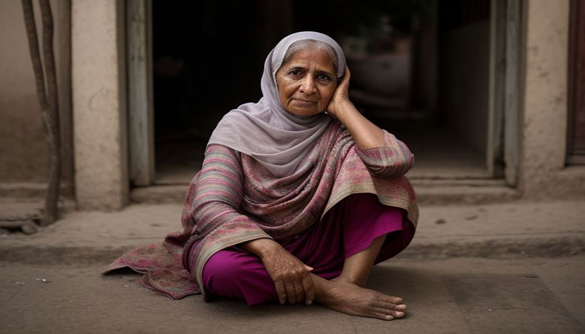 The picture shows an elderly woman. — Lok Sujag