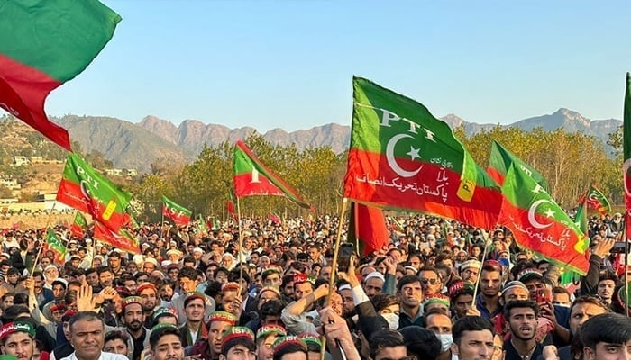 This image shows PTI party workers during a rally in KP on December 1, 2023. — Facebook/PTI Khyber Pakhtunkhwa