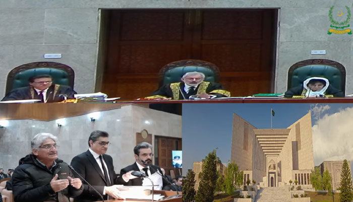 Three-member bench led by CJP Qazi Faez Isa hears a journalist harassment case in this still taken from a video on January 30, 2024. —  YouTube/Supreme Court