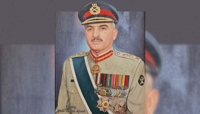 A painting of the COAS Gen. Abdul Waheed Kakar.—Command and Staff College Quetta