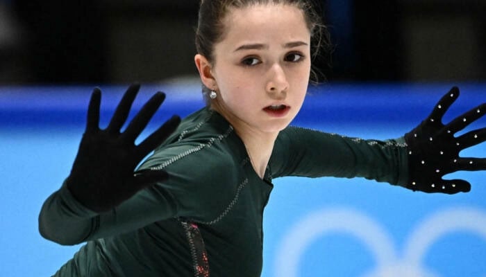 Russias Kamila Valieva attends a training session on February 14, 2022 prior the figure skating event at the Beijing 2022 Winter Olympic Games. — AFP