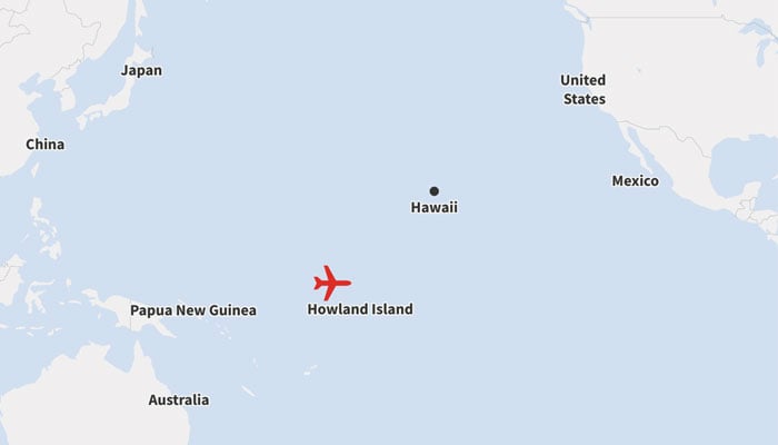 An illustration of a plane identifies Tony Romeos suggested location for Amelia Earharts wreckage in the Pacific Ocean. — Reuters