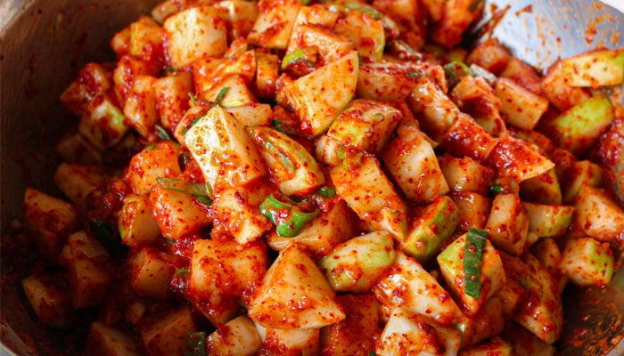 A bowl of radish kimchi. — Ahnest Kitchen