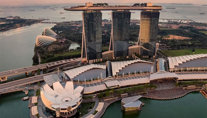 An aerial view of Maina Bay Sands hotel in Singapore. — Unsplash
