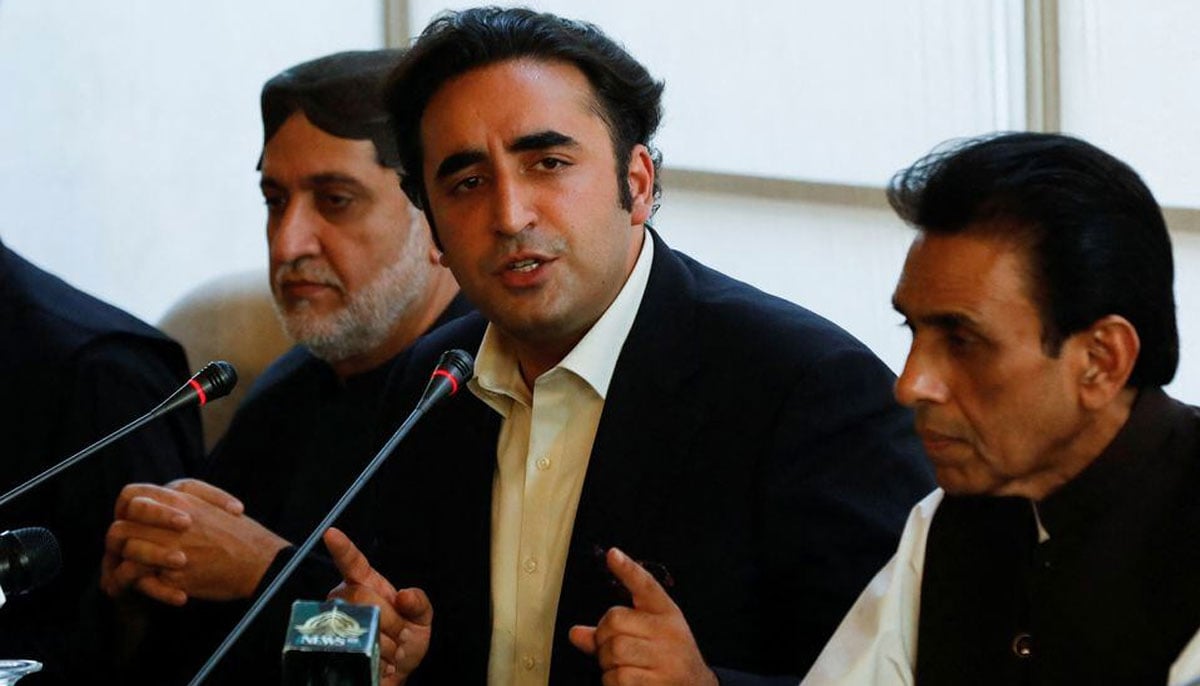 Bilawal Bhutto Zardari, chairman of the Pakistan Peoples Party (PPP) along with Khalid Maqbool Siddiqui, leader of the Muttahida Qaumi Movement (MQM) political party, and Akhtar Mengal, chairman of Balochistan National Party (BNP) along with the leaders of the Pakistan Democratic Movement (PDM), an alliance of political opposition parties, attend a joint press conference in Islamabad, Pakistan March 30, 2022. —Reuters
