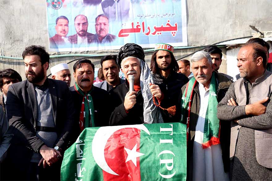 PTI-P leader Mahmood Khan addresses an election rally on January 18, 2024. — Mahmood Khan/Facebook