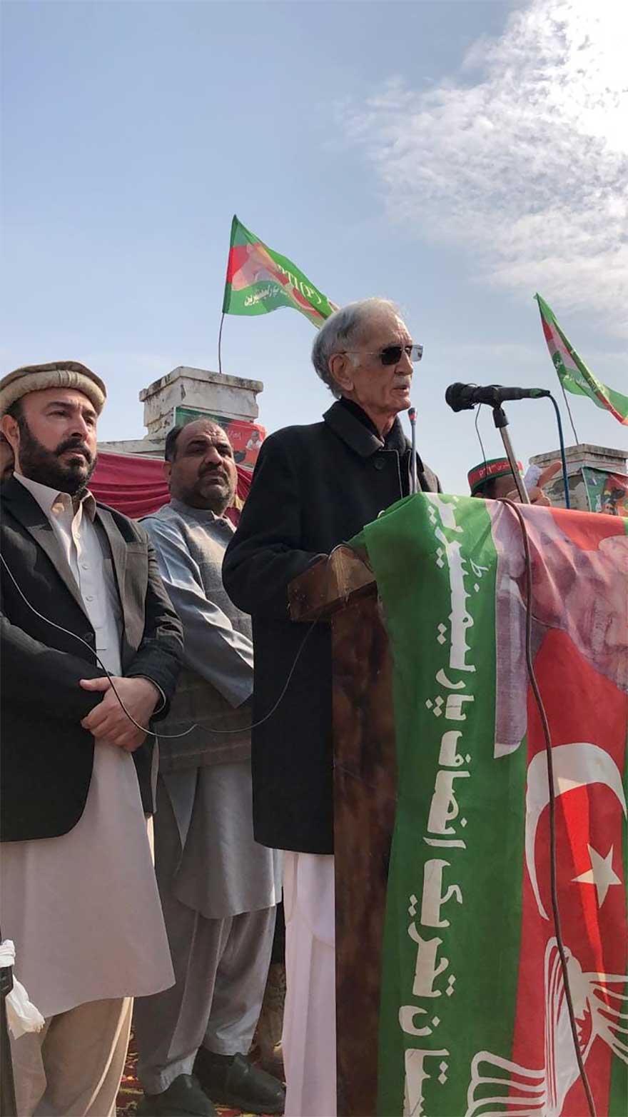 PTI-P chief Pervez Khattak addressing an election rally on January 29, 2024. —Pervez Khattak/Facebook