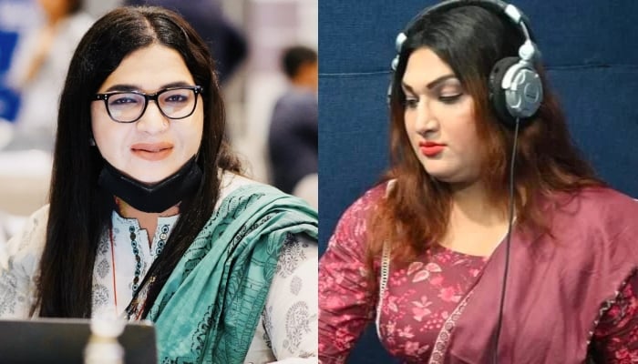 Trans candidates Nayyab Ali and Sobia Khan. — X/@nayyabalipk/Geo News/File