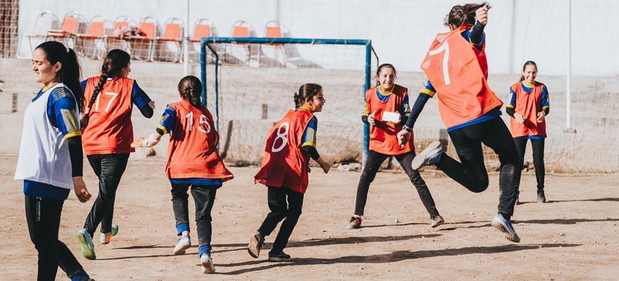 Girls play football in Chitral. - X/@ChitralwomensSC