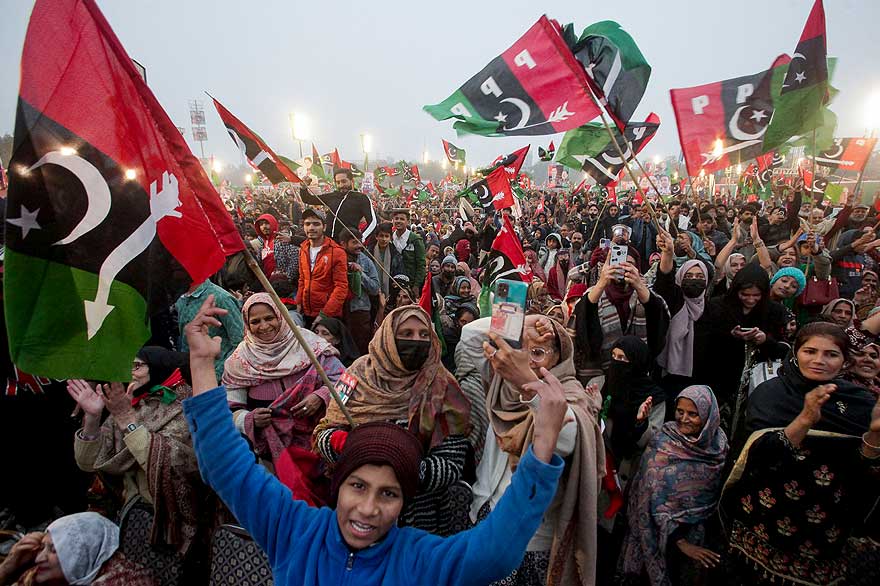 Supporters of the Pakistan Peoples Party (PPP) attend PPP Chairman Bilawal Bhutto Zardaris election campaign event, in Lahore, January 21, 2024. —Reuters