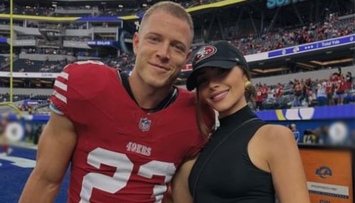San Fransisco 49ers running back Christian McCaffrey poses with fiancee Olivia Culpo. — Instagram/@oliviaculpo