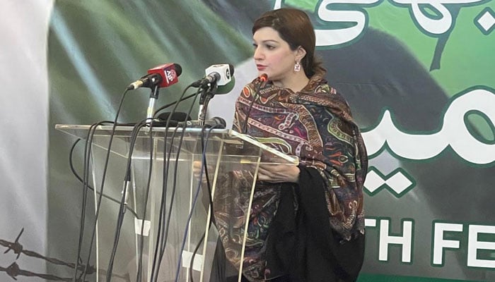 Mushaal Hussein Mullick SAPM Human Rights and Women empowerment addresses the seminar conducted by Press Information Department in honour to the relentless sacrifices of our Kashmiri brethren on the occasion of February 5, 2024. — Sabah