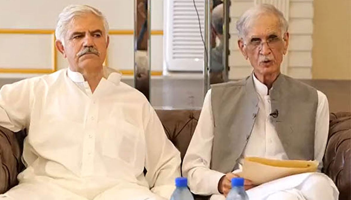 Screengrab of Pervez Khattak’s speech announcing the formation of the PTIP.—Pakistan Standard