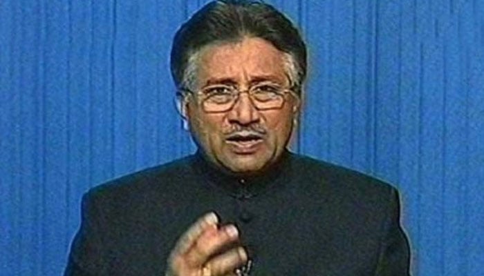 General Pervez Musharraf declares emergency during a televised address to the nation on November 3, 2007.—PTV