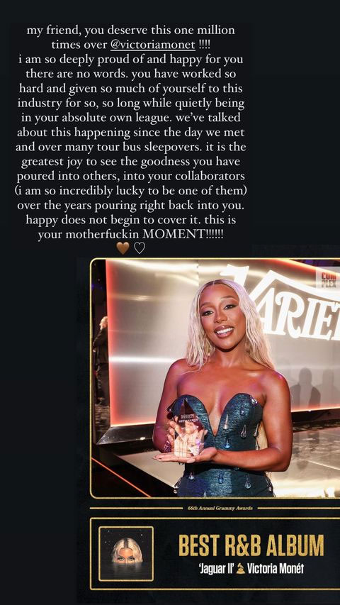 Ariana Grande over the moon about Victoria Monét Grammy wins