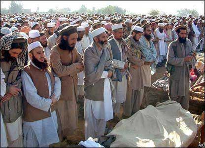 File photo of JI chief Sirajul Haq leading funeral prayers.