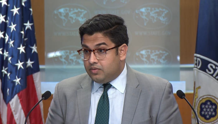 US State Department Deputy Spokesperson Vedant Patel is briefing press at the Department of State in Washington on February 5, 2024. —Screengrab/Department of State/ YouTube