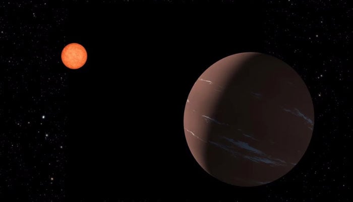 An illustration of planet TOI-715 b, a super-Earth in the habitable zone around its star, that might appear to a nearby observer. — Nasa