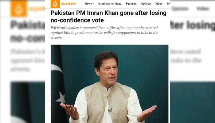 A news about Imran Khans ouster via a vote of no confidence on April 10, 2022.— Al Jazeera