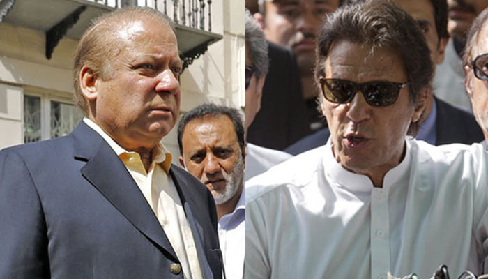 Former Prime Minister Nawaz Sharif (left) and PTI Chairman Imran Khan (right). —AFP