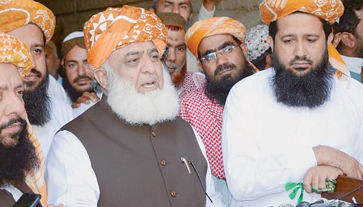 Maulana Fazlur Rehman addresses a press conference in this undated picture.—PPI