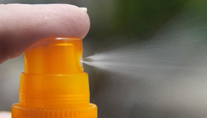 This representational image shows a finger pressing on a spray bottle. — Pixabay