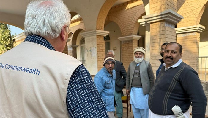 Commonwealth Observers’ Group (COG) delegation headed by Dr Goodluck Ebele Jonathan inspects polling process during Pakistan general elections on February 8, 2024. — X/commonwealthsec